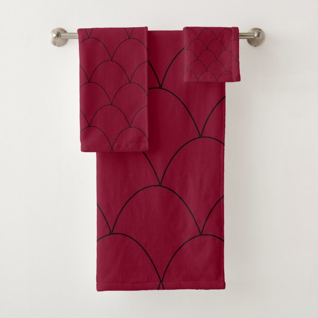 Conjunto De Toalhas Art Deco Design Burgundy (Insitu)