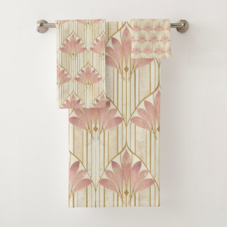 Conjunto De Toalhas Art Deco Design in Dusty Pink and Rosa Dourado
