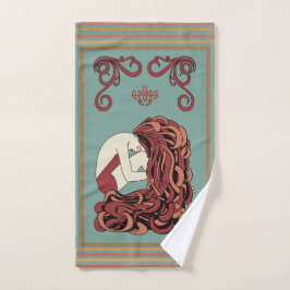 Conjunto De Toalhas Art Deco Lady with Muita Hair Towel