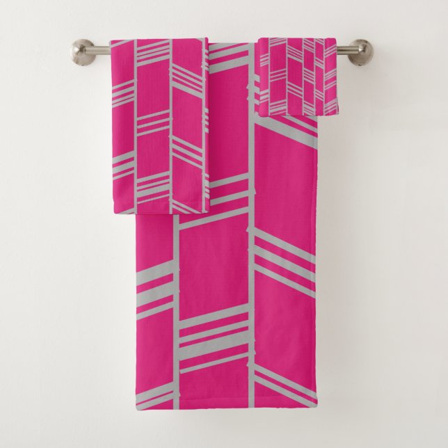 Conjunto De Toalhas Art Deco Magenta (Insitu)