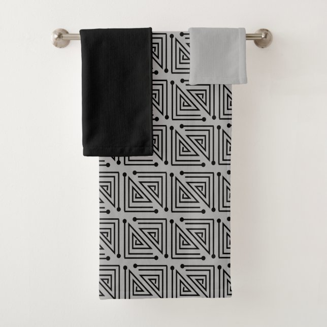 Conjunto De Toalhas Art Deco Mazes Bath Towel Set (Insitu)