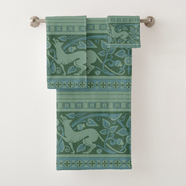 Conjunto De Toalhas Art Deco Nouveau Cão Natureza Padrão Animal (Insitu)