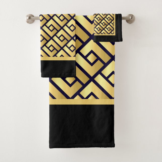 Conjunto De Toalhas Art Deco Ouro (Insitu)