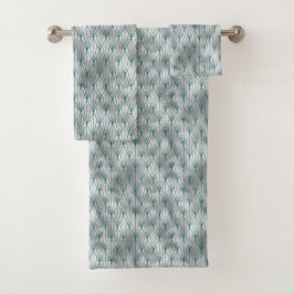 Conjunto De Toalhas Art Deco Prata Verde-Grafismo