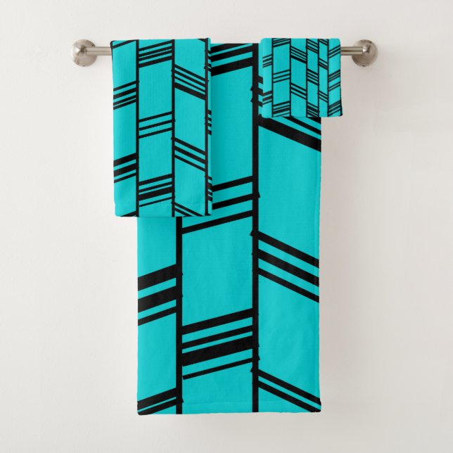 Conjunto De Toalhas Art Deco Turquoise (Insitu)