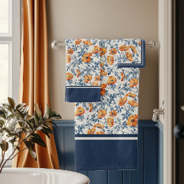 Conjunto De Toalhas Art Nouveau California Poppies Marinho Bandido