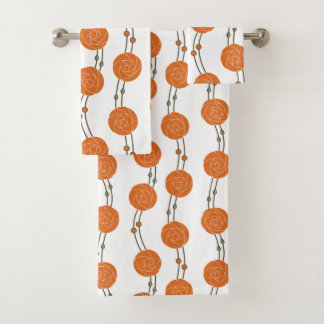 Conjunto De Toalhas Art Nouveau Mackintosh Rose Stripes Orange
