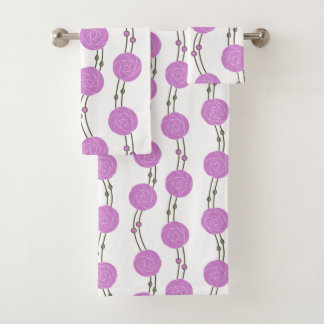 Conjunto De Toalhas Art Nouveau Mackintosh Rose Stripes Pink