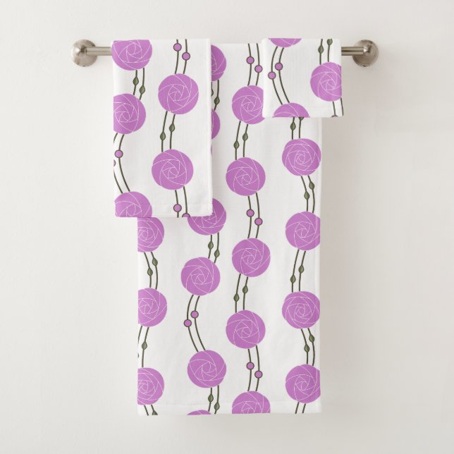 Conjunto De Toalhas Art Nouveau Mackintosh Rose Stripes Pink (Insitu)