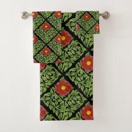 Conjunto De Toalhas Art Nouveau Rosa vermelha De Morgan