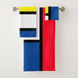 Conjunto De Toalhas Arte abstrata colorida e moderna em estilo Mondria
