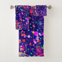 Conjunto De Toalhas Arte abstrata Jubileu Azul