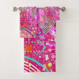 Conjunto De Toalhas Arte Abstrata Maximalista: a Loja de Doces