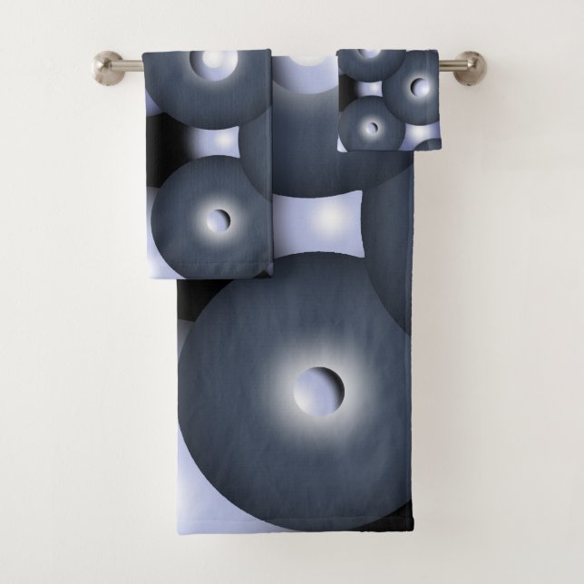 Conjunto De Toalhas Arte Abstrata Orbital de Círculo Concêntrico Globa (Insitu)