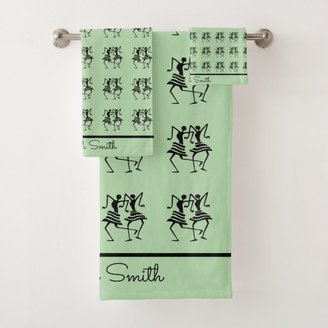 Conjunto De Toalhas Arte Africana, Celebração de Dançarinos Silhouette (Insitu)