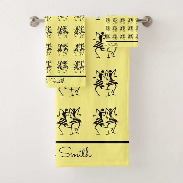 Conjunto De Toalhas Arte Africana, Celebração de Dançarinos Silhouette (Insitu)