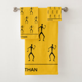 Conjunto De Toalhas Arte Africana, Stick Man Silhouette Dances Padrão