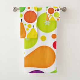 Conjunto De Toalhas Arte Colorida e Frutífera De Padrão De Vibração