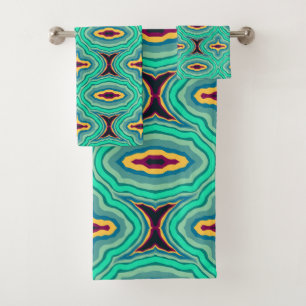 Conjunto De Toalhas Arte com Padrão Geodo Boho Chic Tropical do Sudoes