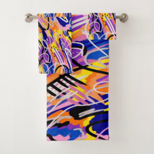 Conjunto De Toalhas Arte de Abstrato a Negrito e Expressiva