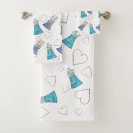 Conjunto De Toalhas Arte de Aquarela Floral Azul Moderna Fofa