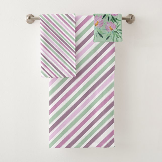 Conjunto De Toalhas Arte De Aquarela Geométrica E Floral Moderna (Insitu)