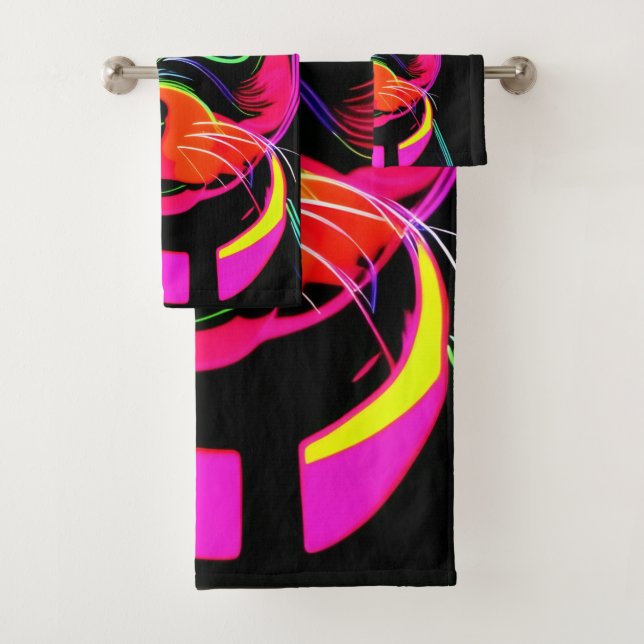 Conjunto De Toalhas Arte de Cachorro Neon (Insitu)