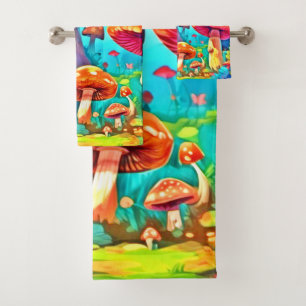 Conjunto De Toalhas Arte de Cartoon Giant Mushroom