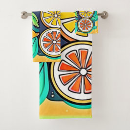 Conjunto De Toalhas Arte de Design de Frutas Cítricas