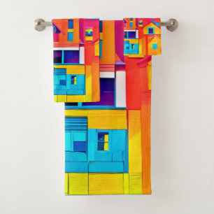 Conjunto De Toalhas Arte de Dreamscape de Cityscape Vibrante