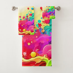 Conjunto De Toalhas Arte de explosão vívida de cor Abstrato
