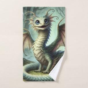 Conjunto De Toalhas Arte de Fantasia de Criatura Fofa do Jabberwocky d