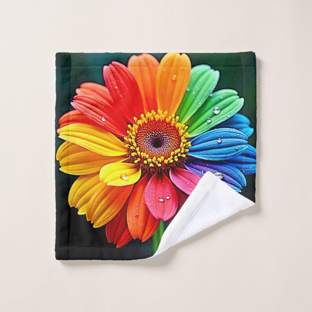 Conjunto De Toalhas Arte de Flor Pétala Arco-íris (Pano de lavar)