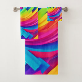 Conjunto De Toalhas Arte de Formas Abstratas Vibrantes
