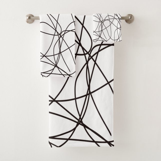 Conjunto De Toalhas Arte de linhas brancas e pretas (Insitu)