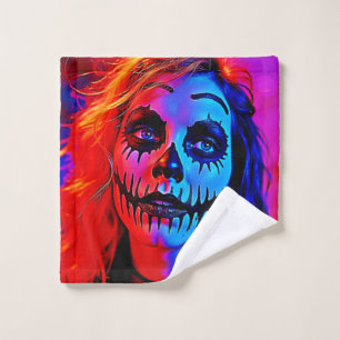 Conjunto De Toalhas Arte de Makeup do Halloween Vibrant
