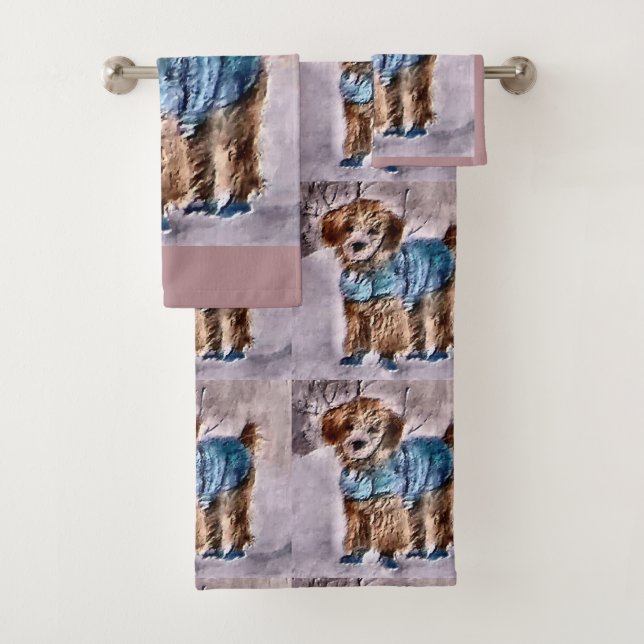 Conjunto De Toalhas Arte de Natal de Poodle (Insitu)