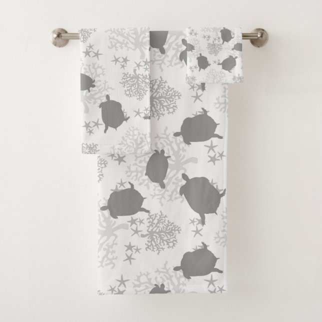 Conjunto De Toalhas Arte de Padrão de Cinzas Marítimas (Insitu)