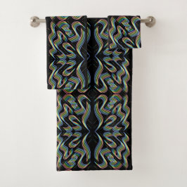 Conjunto De Toalhas Arte de Padrão de Fileiras de Fita Colorida Arco-í