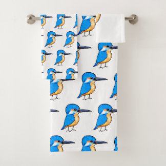 Conjunto De Toalhas Arte de Pássaro Azul Cute do Martinete