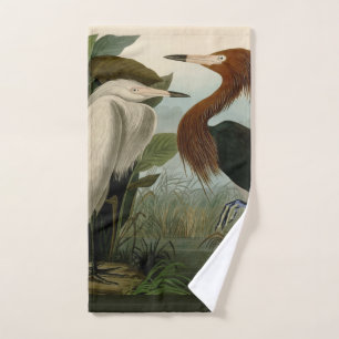 Conjunto De Toalhas Arte de Pássaro: Gravura do Garça Roxa de Audubon: