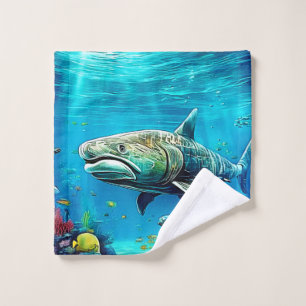 Conjunto De Toalhas Arte de Predador Oceânico Tubarão