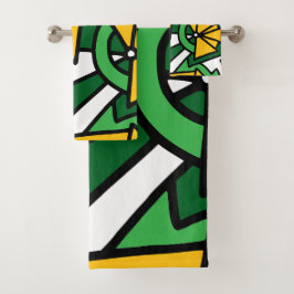 Conjunto De Toalhas Arte de Rabiscos de Flores Amarelas