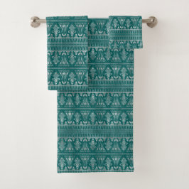 Conjunto De Toalhas Arte Deco Azul Prateado Elegante