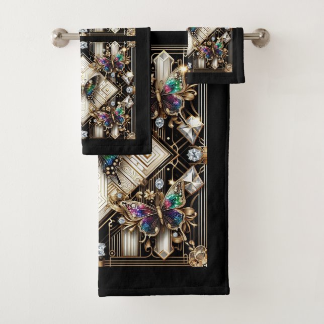 Conjunto De Toalhas Arte Deco Borboleta Arco-Íris Arte Nova (Insitu)