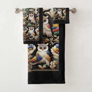 Conjunto De Toalhas Arte Deco Coruja Arco-íris