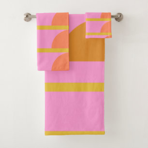 Conjunto De Toalhas Arte Escandinávia Geométrica Cólatra Rosa