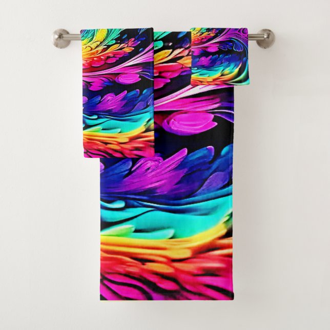 Conjunto De Toalhas Arte Espiral Colorida Psicodélica (Insitu)