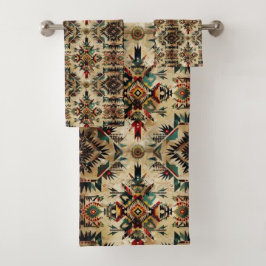 Conjunto De Toalhas Arte Étnica Tribal Padrão Vintage Nativo Americano