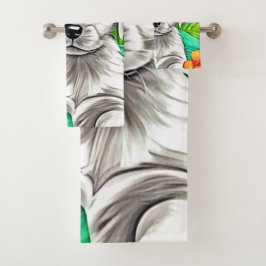 Conjunto De Toalhas Arte Floral de Cachorrinho